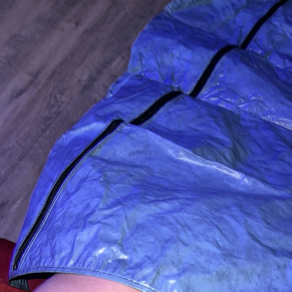 Vintage blue garment bag with sideways black zipper excellent condition